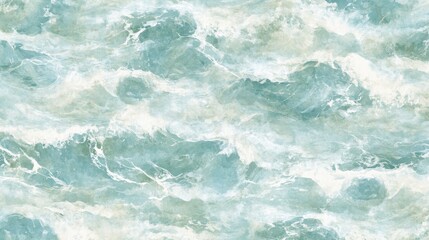 Fototapeta premium Abstract Teal and White Water Waves Painting