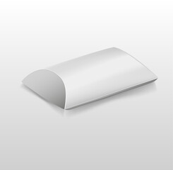 Blank empty vector white pillow box packaging mockup isolated on white background. 