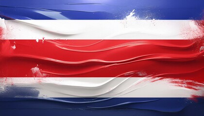 Fototapeta premium Costa Rica flag in abstract brushstroke style