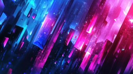 Abstract Neon Cityscape Prismatic Glowing Lines