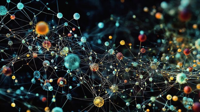 Visualization of microbial networks illustrating interconnections quorum sensing structural organization in microbiology