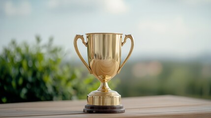 Elegant Jockey patting a horses mane after a victorious race with a golden trophy and crowd cheering in the blurred background 