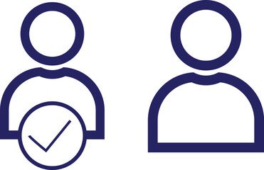 human figure with check mark, blue outline of human figure person wearing a dark blue shirt,person wearing .