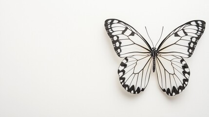 Obraz premium Monochrome Butterfly on Textured White Background: Minimalist and Elegant Design Element