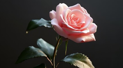 A single pink rose in soft light