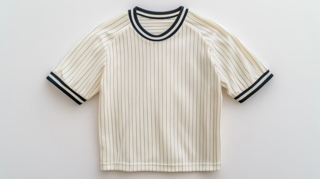 Elegant Sporty basketball jersey mockup with vertical pinstripes in classic white and navy displayed on a white background with realistic texture and folds 