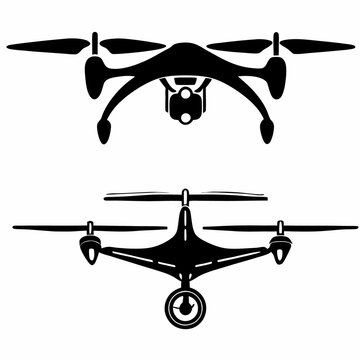 Drons silhouettes set vector illustration (2)