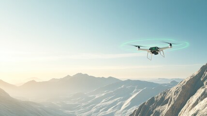 Fototapeta na wymiar Drone surveying rugged mountain landscape for geology exploration and mapping
