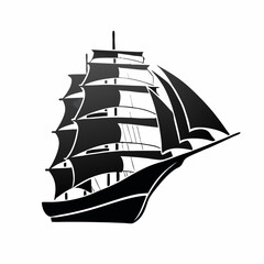 Old boat silhouette vector illustration (3)