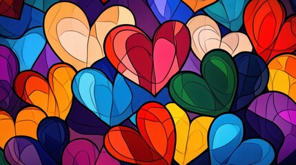 Naklejka premium Colorful Abstract Hearts Pattern Design