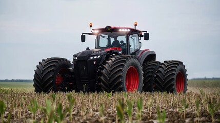 Obraz premium Powerful Modern Tractor in Field