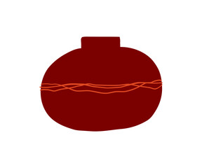 Obraz premium Cute interesting vase drawn in flat style. Interior, vase, decoration. Hand drawn vector illustration.