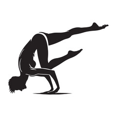 Graceful silhouette of a person balancing with precision - balancing person silhouette - balancing person vector - balancing person illustration - balance silhouette - balancing vector
