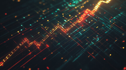 Obraz premium Abstract black background with Colorful charts and graphs with statistics to innovative analyze business potential and forecast future development of companies growth.