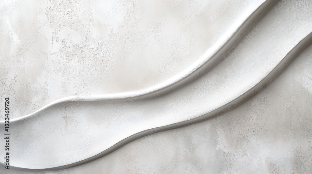 Poster abstract white wave design on textured grey background