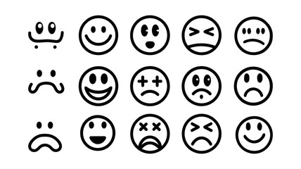 Fototapeta premium Set of Smiley and Emoticon Faces Expressing Various Emotions