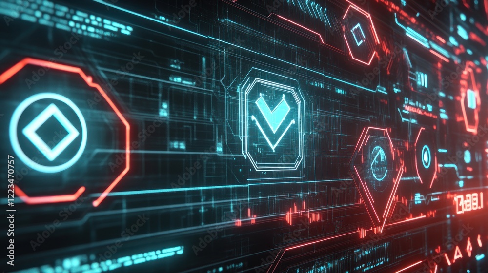 Aufkleber Futuristic Technology Interface Showing Data Verification