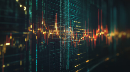 Abstract black background with Colorful charts and graphs with statistics to innovative analyze business potential and forecast future development of companies growth.