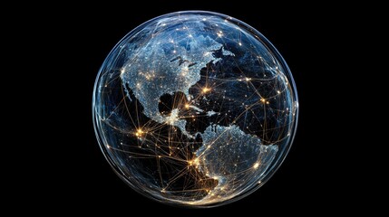 Naklejka premium Global Network, A Visual Representation of Interconnectivity