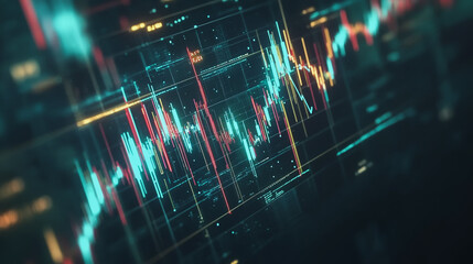 Fototapeta premium Abstract black background with Colorful charts and graphs with statistics to innovative analyze business potential and forecast future development of companies growth.