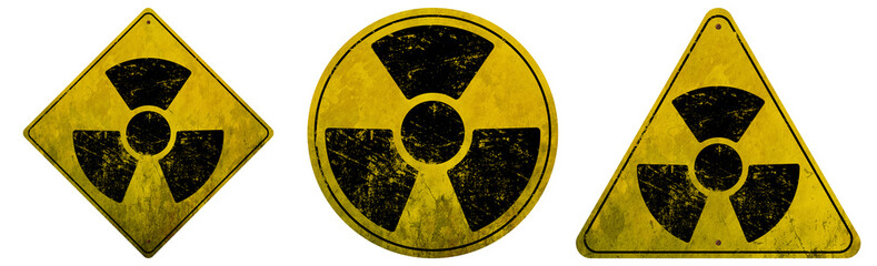 Danger yellow vector signs. Radiation sign, Biohazard sign, Toxic sign. © Philip