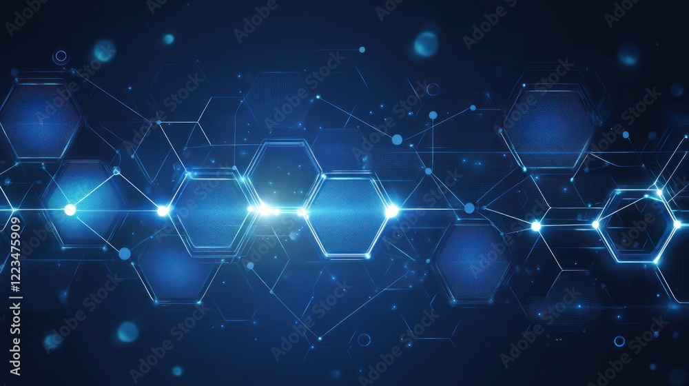 Aufkleber abstract blue hexagon network digital technology