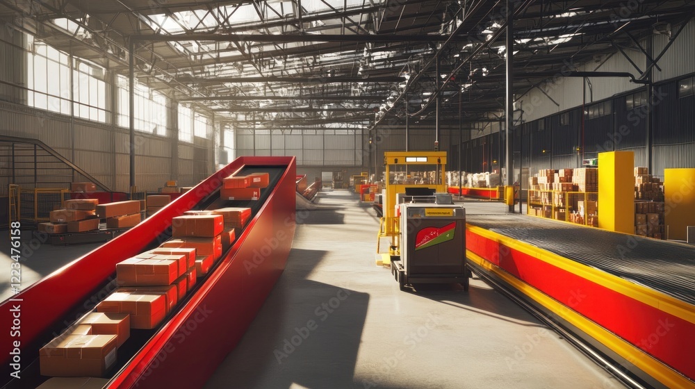 Aufkleber Automated Package Sorting System In A Modern Warehouse