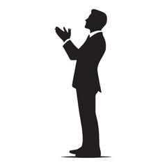 Silhouette representing a clapping person in celebration - clapping person silhouette - clapping person vector - clapping person illustration - applause silhouette - clapping vector
