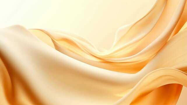 Smooth golden silk waves animation with cream gradient flow, perfect for luxury cosmetics, premium skincare and elegant brand content, horizontal video
