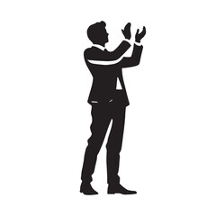 Celebration and applause represented in a silhouette - clapping person silhouette - clapping person vector - clapping person illustration - applause silhouette - clapping vector
