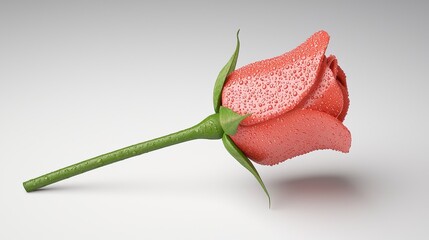 Pixelated Red Rose: Minimalist Digital Flower Art