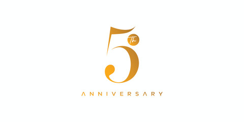 Elegant and professional 5st anniversary logo design with gold accents