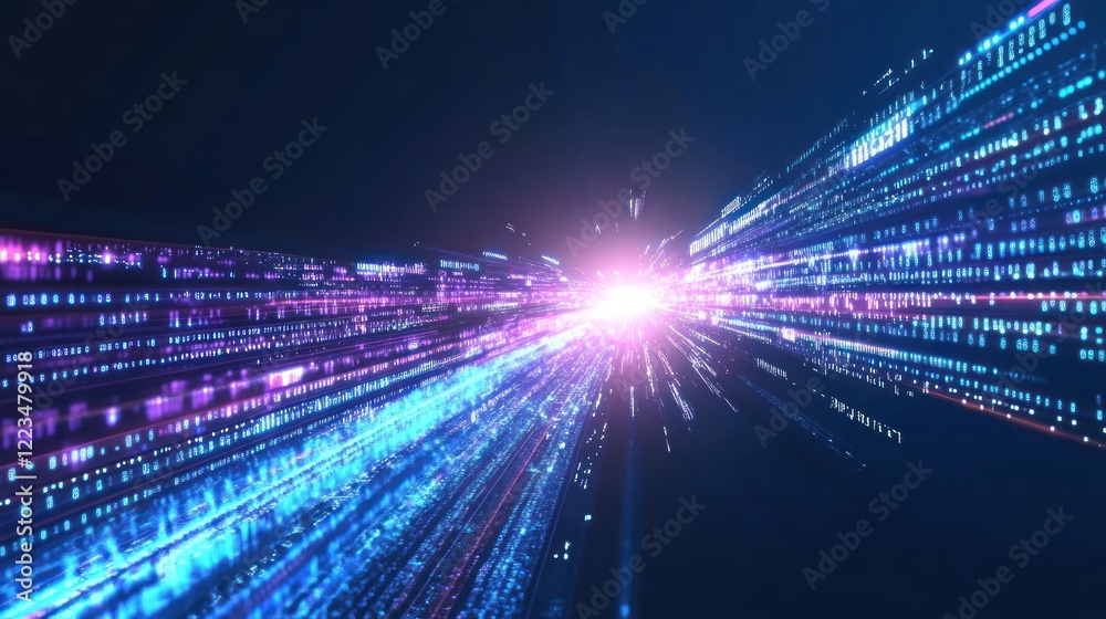 Aufkleber abstract data stream light speed tunnel