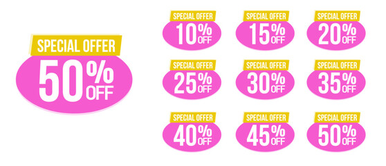Special offer, Discount stickers set. vector collection, you can simply change color