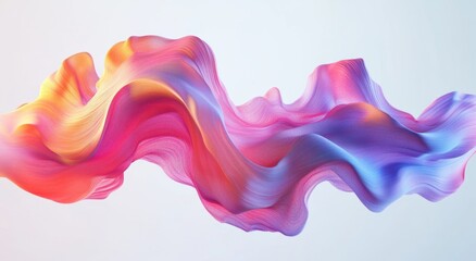 Obraz premium Abstract, colorful, wavy brush stroke shapes on a white background, 3D rendering illustration design element for a banner or poster, a business concept idea.