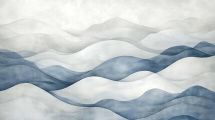 Obraz premium Abstract Blue and White Rolling Hills Landscape