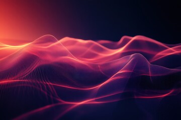 Obraz premium Vibrant waves of light create a mesmerizing digital landscape at sunset