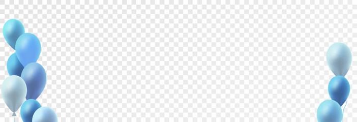 Air holiday balloons on a transparent background, template for advertising, banner, birthday. Vector, png. Festive 3D helium balloons.	
