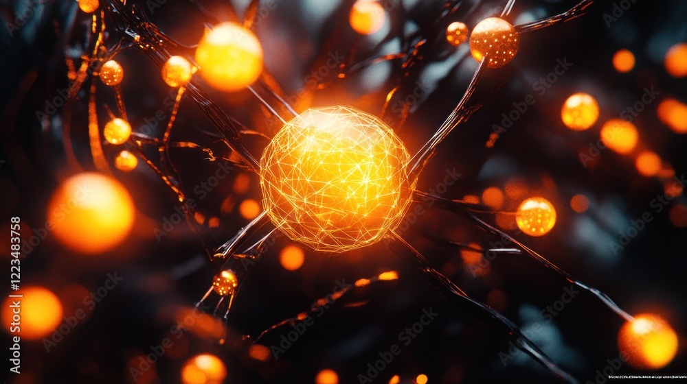 Aufkleber Illuminated Neural Network Abstract Representation