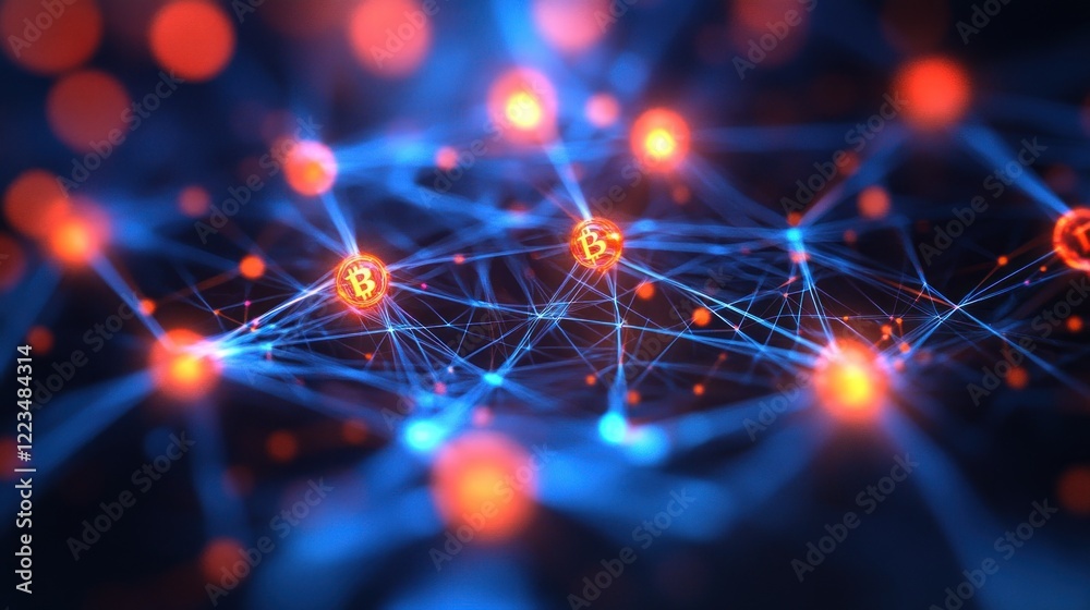 Aufkleber Bitcoin Network Digital Currency Blockchain Technology