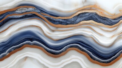 Obraz premium Abstract Blue and White Marble Texture with Gold Accents