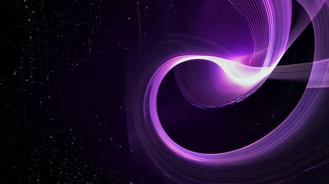 Backlit video of sinuous curves and fractal patterns in a dark space, black and deep purple themes, flowing across the frame