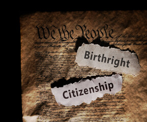 Birthright Citizenship newspaper headlines on the US Constitution -- 14th amendment immigration law