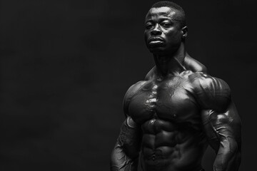 Portrait of a Determined Bodybuilder muscular body Showcasing sports Strength and Focus, Generative AI