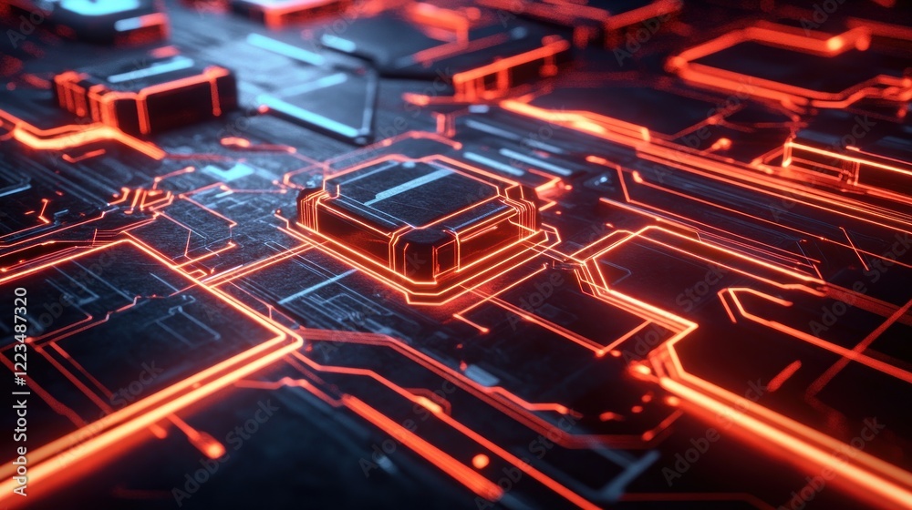 Aufkleber abstract futuristic circuit board design with glowing lines