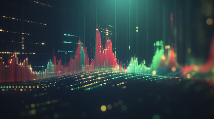Obraz premium Abstract black background with Colorful charts and graphs with statistics to innovative analyze business potential and forecast future development of companies growth.