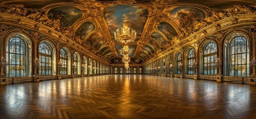 Obraz premium Magnificent Hall of Mirrors: A Golden Palace Interior