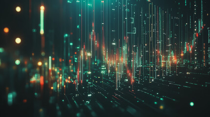 Fototapeta premium Abstract black background with Colorful charts and graphs with statistics to innovative analyze business potential and forecast future development of companies growth.