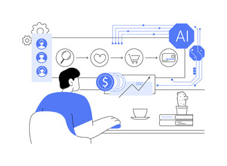 AI-Enhanced Customer Journey Tracking abstract concept vector illustration.