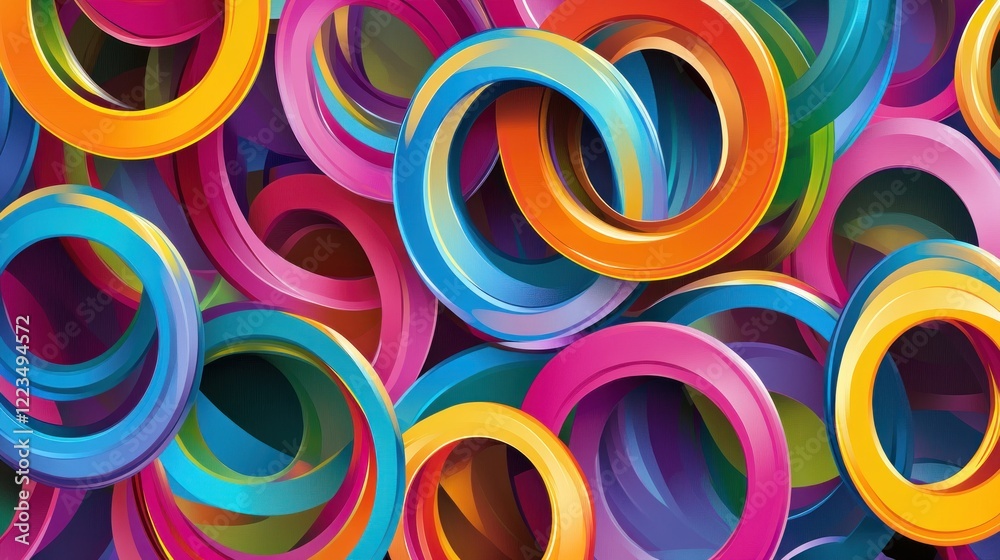 Aufkleber Abstract Colorful Intertwined Circular Forms